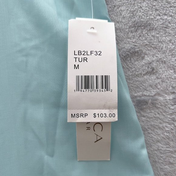 LA BLANCA Turquoise Ombré Oasis Back-Tie Side-Slit Cover-Up Dress Medium - 0015 - Picture 7 of 13